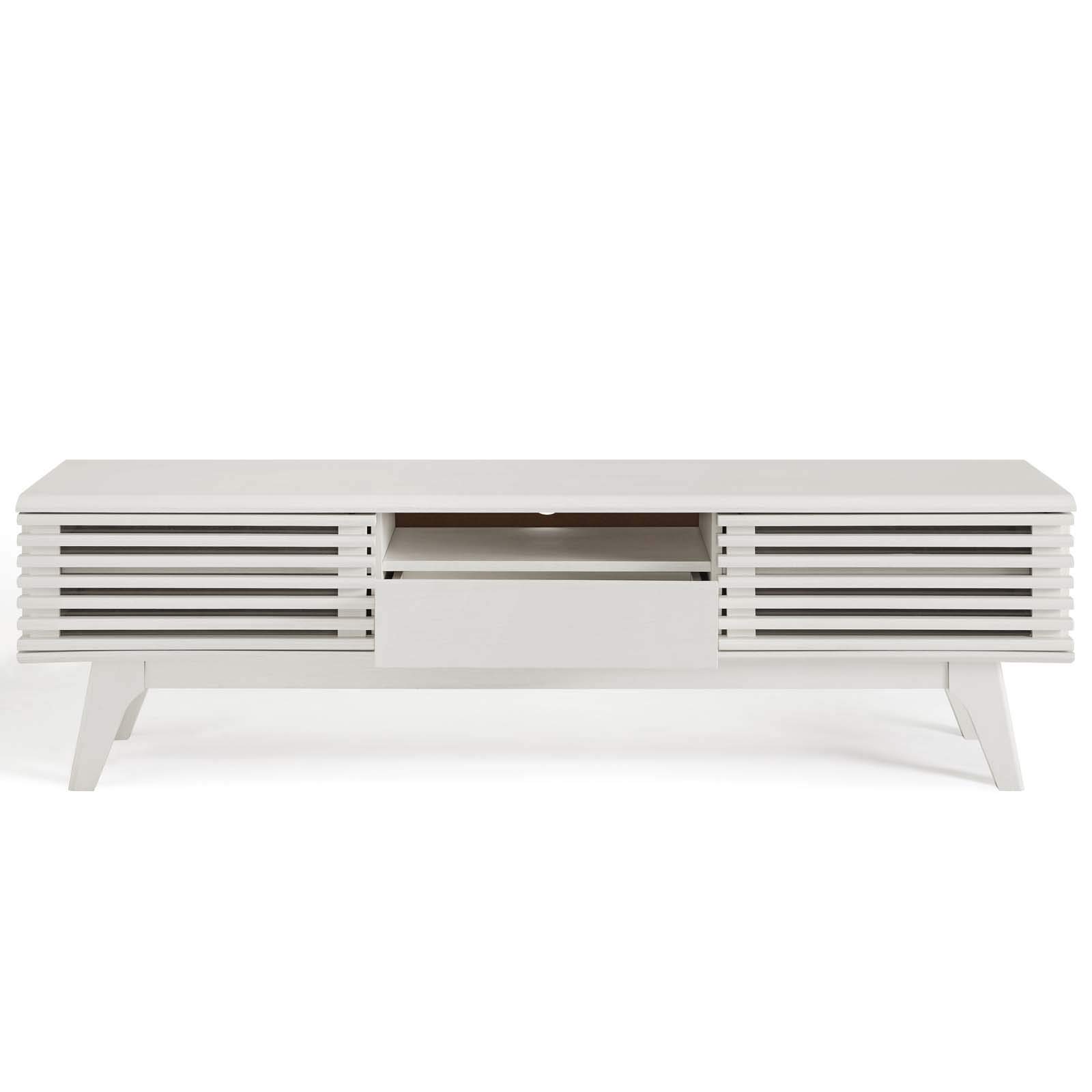 Modway Render MidCentury Modern Low Profile 59 Inch TV Stand in White
