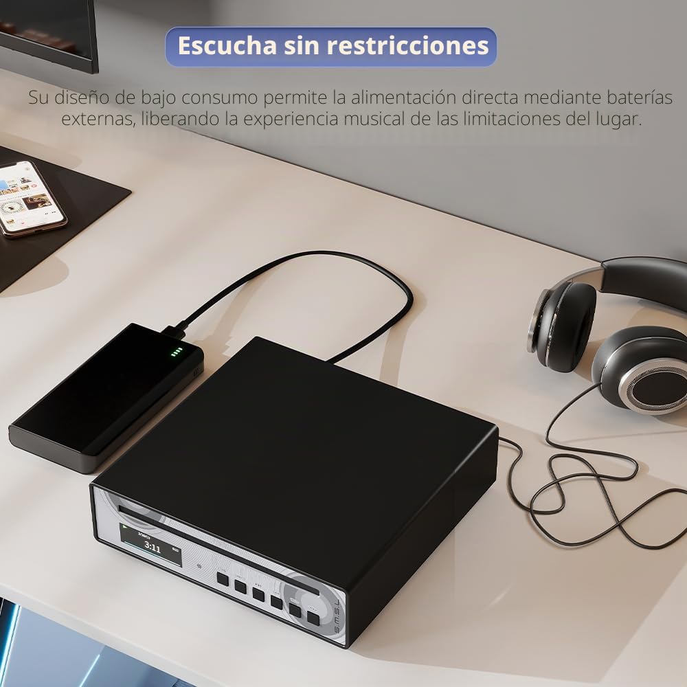 SMSL PL100PRO - Reproductor de CD, 2 Chips DAC CS43131 de Gama Alta RCA/óptico/coaxial/XLR equilibrado/Salida de Auriculares de 3,5 mm y 4,4 mm, 200 MW 32Ω
