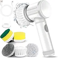 Escova Giratória Elétrica 5 em 1 – Esfregão Giratório para Limpeza com 5 Cabeças Substituíveis, Escova de Limpeza Elétrica Portátil para Banheiro, Cozinha, Piso, Azulejo, Fogão e Vidro