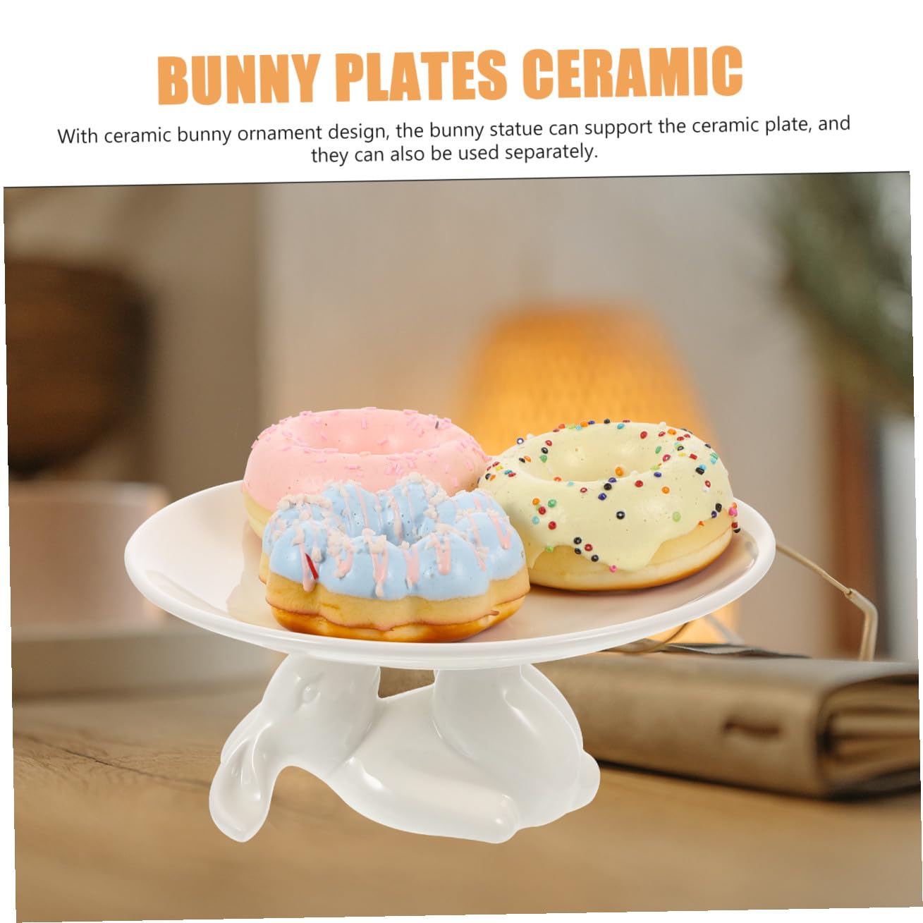 HEMOTON 1 Jeu Plateau Lapin en Céramique Assiettes Lapin De Pâques Plateau D'accessoires Assiette à Gâteau De Pâques Présentoir à Cupcakes en Céramique Blanche Porte-clés Le Dessert