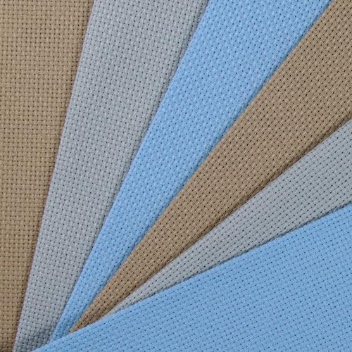 Image of KCS 4 /6 pc of 12 inch x 18 inch 30cmx45cm 16CT Counted Cotton Aida Cloth Cross Stitch Fabric (Light Blue+Sea Foam+Khaki, 6 pc)