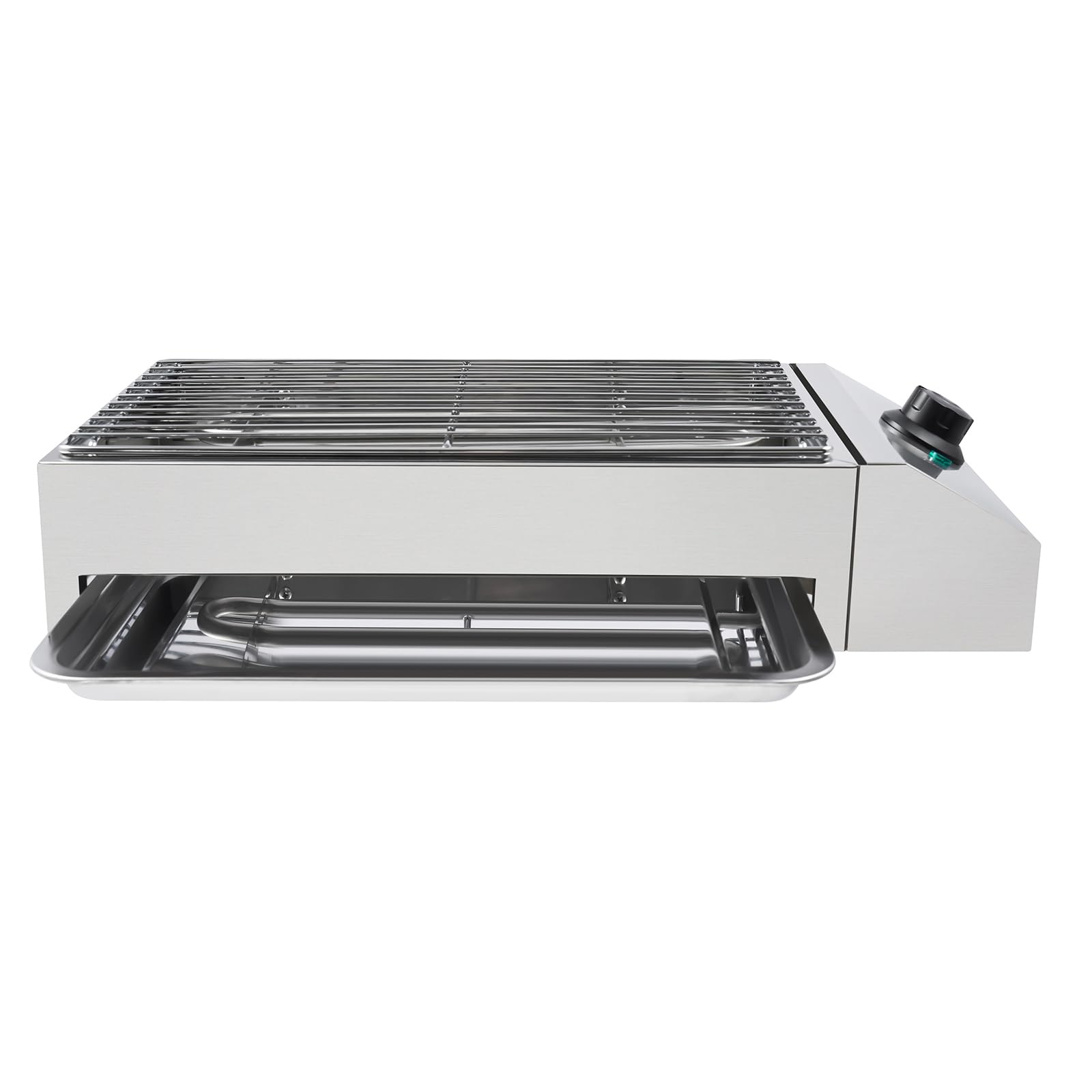 GEYOPMID 1800W Electric Grill, Stainless Steel Indoor Grills Electric Smokeless Adjustable Temperature Control to 302? Removable Nonstick Grate Small Electric Grill for Processing Pancakes