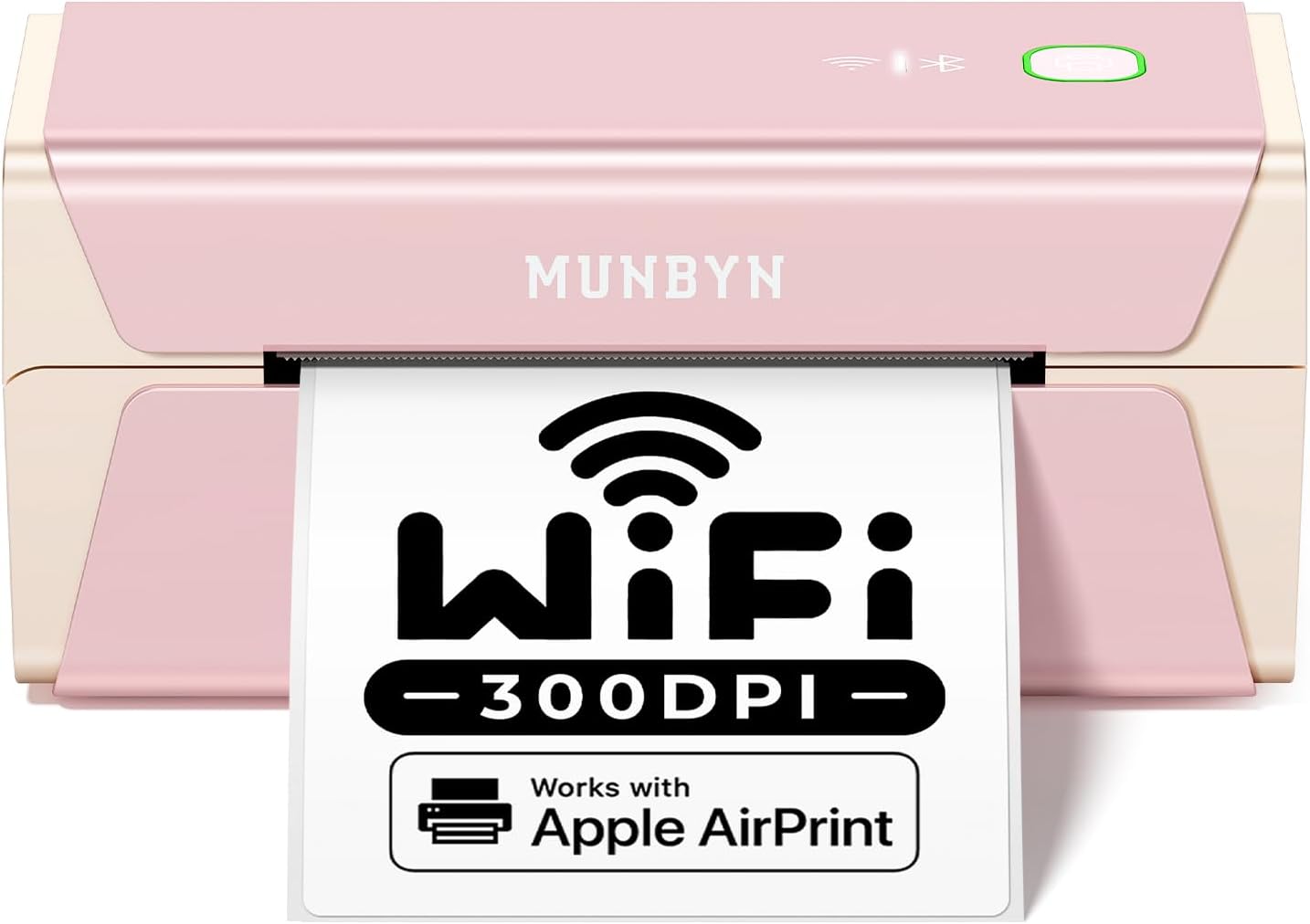 MUNBYN Pink Wireless Label Printer 300DPI, RW401AP WiFi