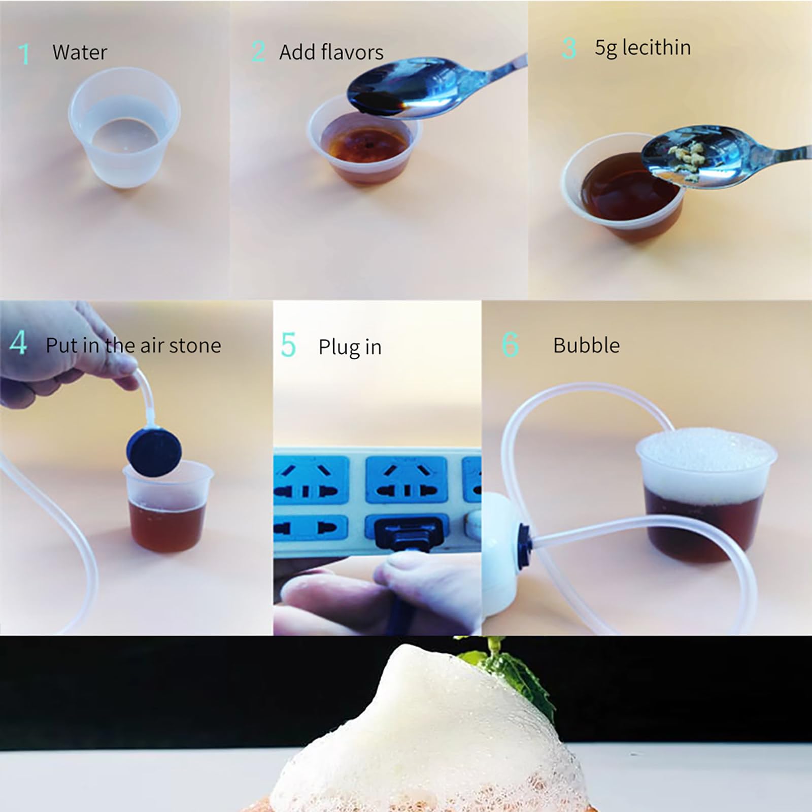 Fabricant De Bulles Gastronomiques MoléCulaires, GéNéRateur De Bulles De Cuisson Portable, Outil De Fabrication De Cocktails De Cuisine MoléCulaire