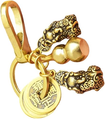 Miniatura 6 de BESTOYARD Pi Yao Ornamento 2 juegos llavero pi yao llavero wu 2023 wu salud amuleto llavero para mochilas, adorno de coche, llavero de latón llave