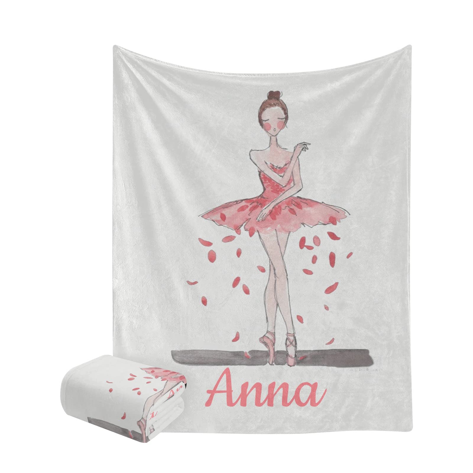 XOZOTY Girls Ballerina Dancer Ballet Personalized Blanket Nursery Swaddling Blankets for Gilrs Boys Kids Newborns Baby Shower Pet Gift 30 x 40 Inch
