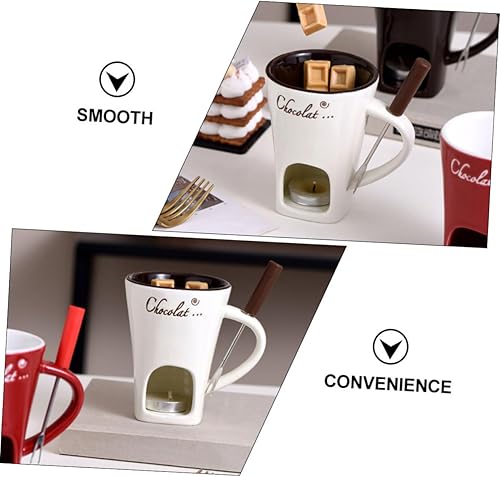 Miniatura 6 de HOMSFOU 2 juegos de mantequilla de chocolate olla caliente taza multifunción olla de fusión de cerámica olla calentador de queso fuente de fusión