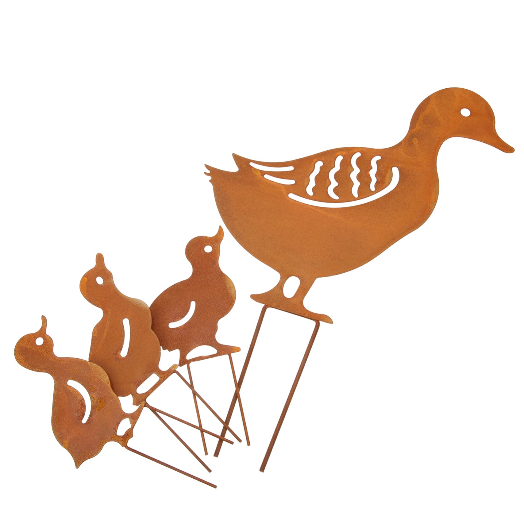 Letrero de Patio Pato Metálico Calado para Jardín Exterior | 1 Juego de Estacas, Metal, Inserción para Césped, Decoración Exterior Forma de Pato, Acabado Detallado