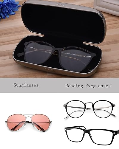 Miniatura 4 de Philley Estuche para gafas de sol de aluminio rígido a rayas, caja de gafas de metal, para mujeres y hombres