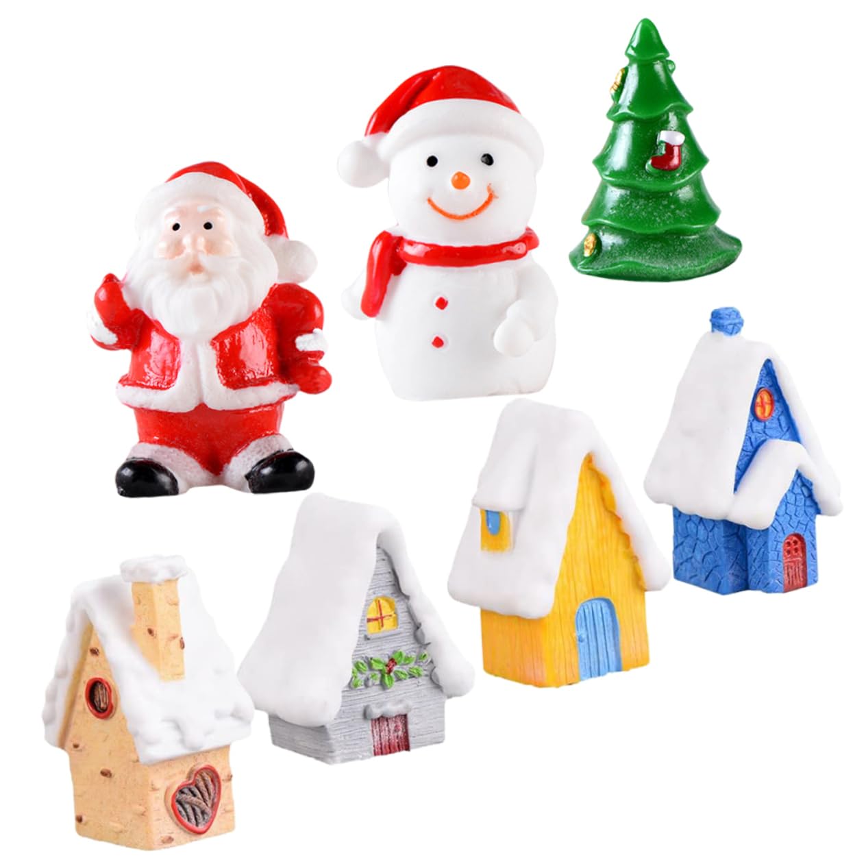 Hemoton Adornments for Xmas Decor House 7pcs Miniature Ornaments Decorative Christmas Village Toys