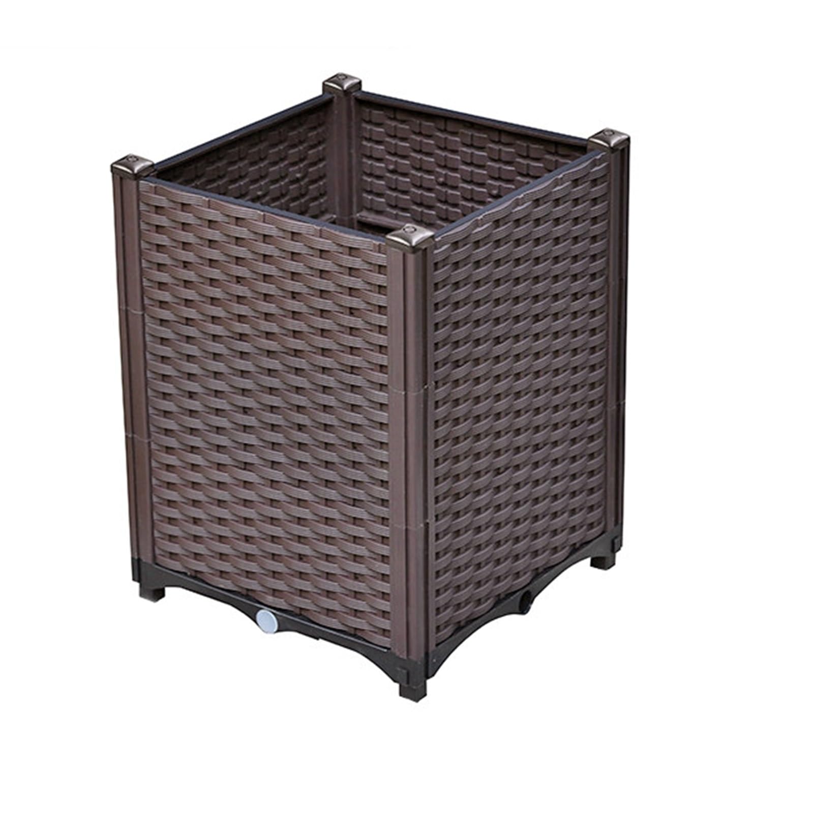 GUODDM Elevated Raised Garden Bed, Plastic Raised Planter Box With Drainage Holes, Outdoor Garden Planting Container For Vegetables, Flowers, Herbs, Brown(40 * 40 * 52cm)