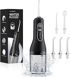 Water Flosser for Teeth Cleaning: Deep Cleaning for Braces & Sensitive Gums - 260ML Portable Cordless Oral Irrigator with DIY Strength, 4 Modes, 30-Day Battery, IPX7 Waterproof for Home Travel Black