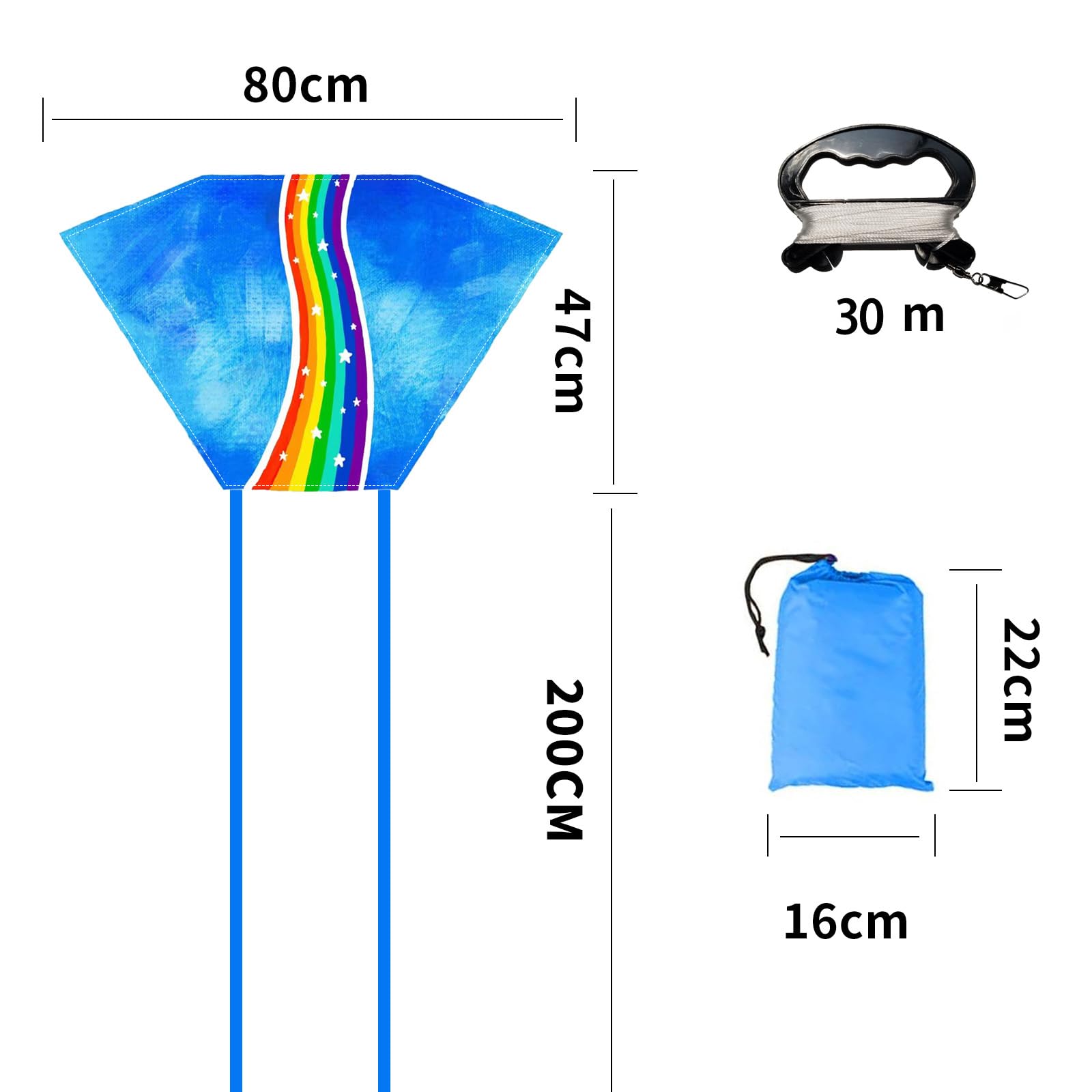 Simxkai Pocket Kite, Easy to Fly for Kids Girls, Boys, Adults 3D (ranbow), rainbow - Image 2
