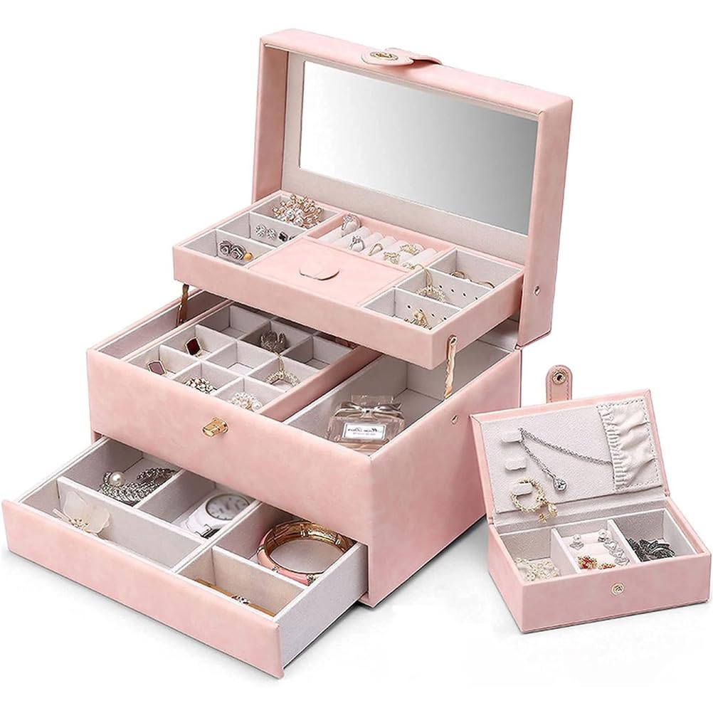 Lshtshf-ou Large Capacity Jewelry Storage Box Girls Ladies Earrings Necklaces And Bracelets