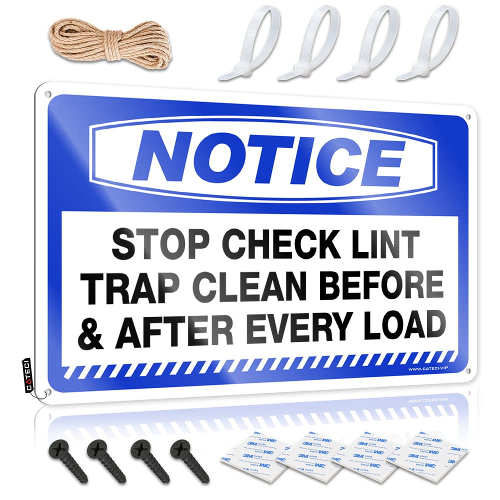 HELIOFORGE Room Door Sign Notice Stop Check Lint Trap Clean Before & After Every Load Tin Sign Man Cave Tin Sign Tin Signs Funny Vintage(30X40CM)
