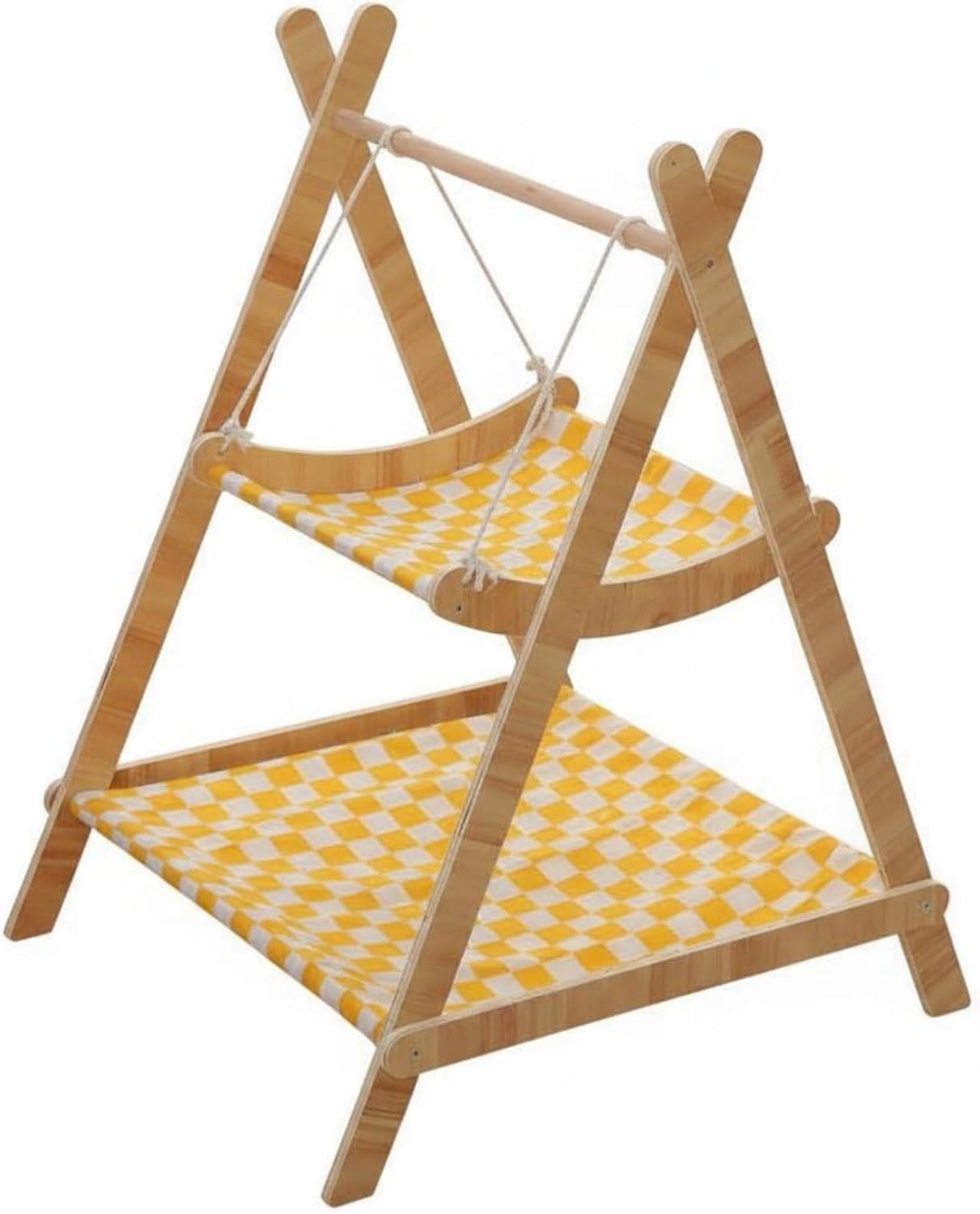 Double Layer Cat Hammock Detachable 2 Tier Cat Hammock Easy Assembly Double Layer Pet Bed, Double Layer Yellow
