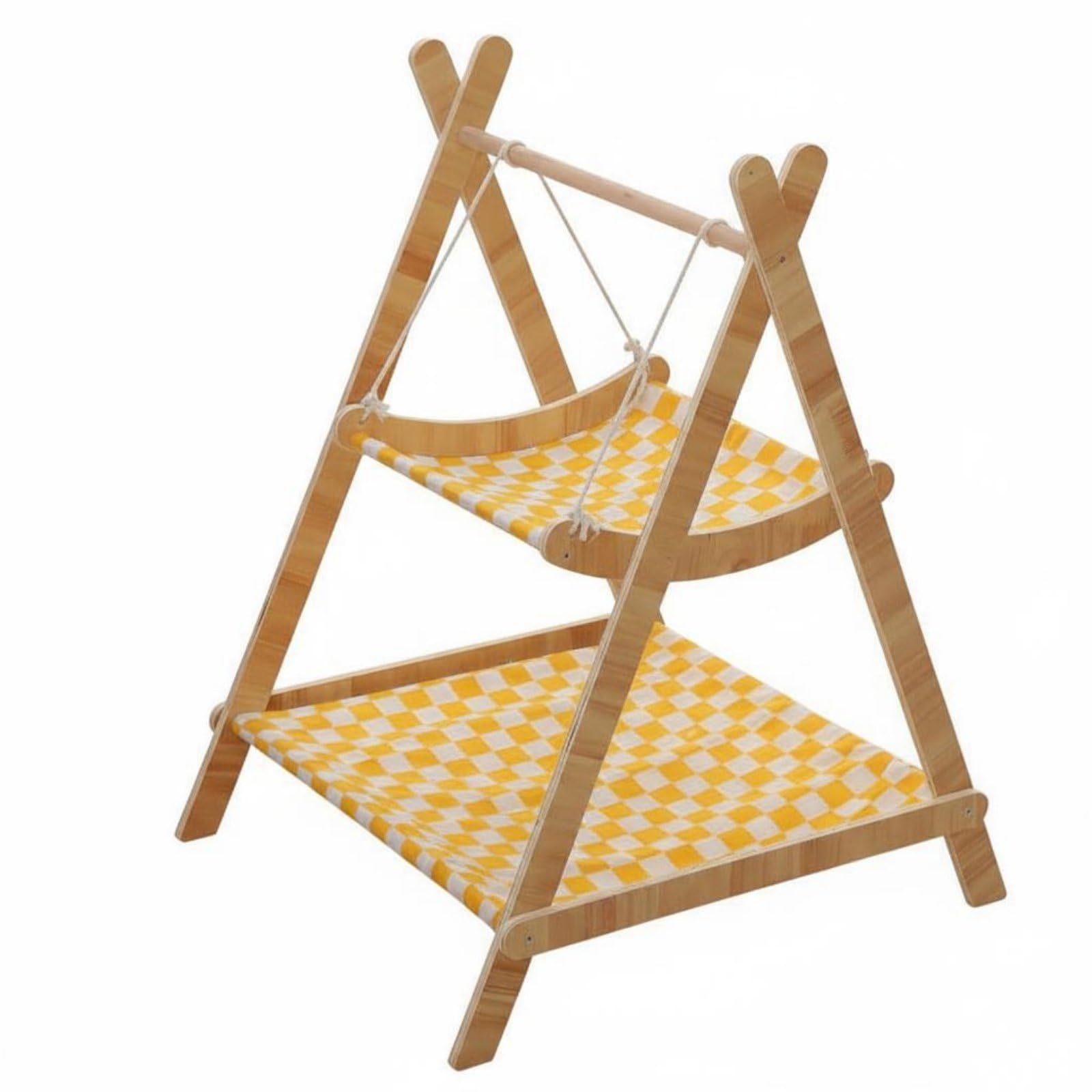 Hamac pour chat lavable double couche jaune lit suspendu stable