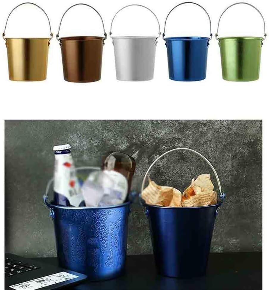 Ice Bucket Electroplating Ice Pellet Bucket Aluminum Snack Bucket Mini Portable Ice Bucket Creative Bar Ice Bucket Ice Tub(Brown)