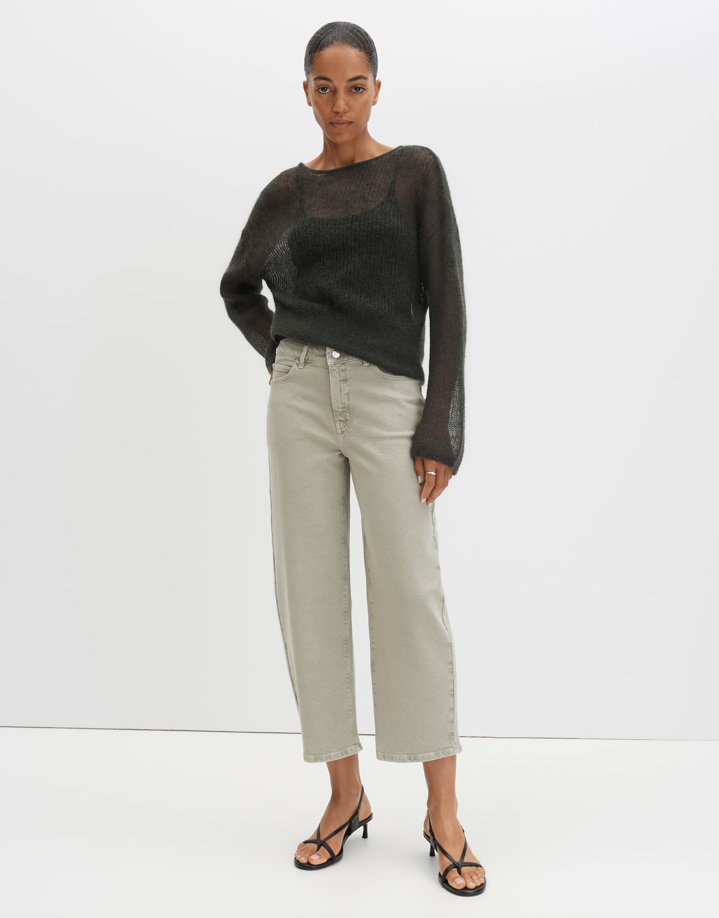 someday Damen Pullover | Statement Stricker aus Mohair Woll Mix Loose Fit Midnight Olive, 38