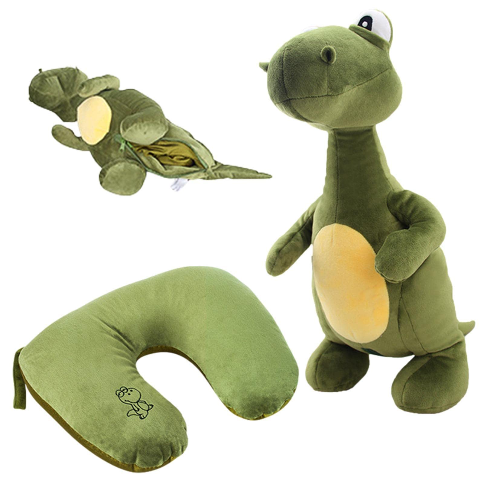 LOVOICE 2 in 1 U-shaped Neck Pillow Dinosaur Doll Stuffed Animals Toy | Neck Pillow Change to Stuff Animal Doll | Soft Dino Plushie for Boys
