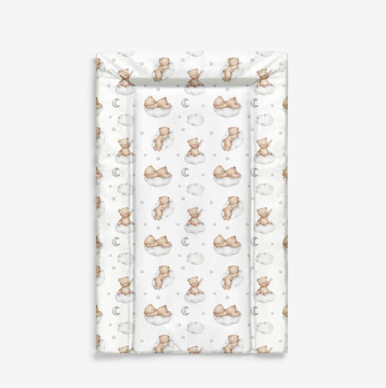 Baby Changing Mat 75 x 45 cm, Waterproof Wipe Clean Nappy Changer, Padded Foam, Non Toxic PVC, Unisex Nursery, Bear in the Clouds Design