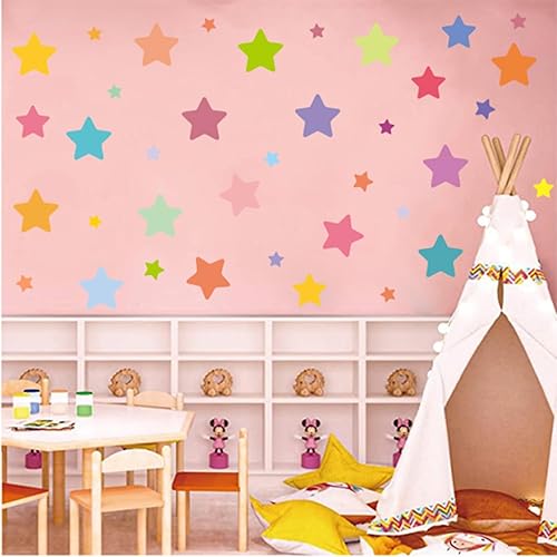 Miniatura 1 de Arawat Calcomanías de pared y murales de estrellas, calcomanías de pared para despegar y pegar, 10 hojas de calcomanías de pared para dormitorio,