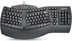Perixx Teclado dividido ergonômico Periboard-512 - design ergonômico natural - preto - tamanho volumoso 48,5 x 23,5 x 4,4 cm, layout em inglês dos EUA
