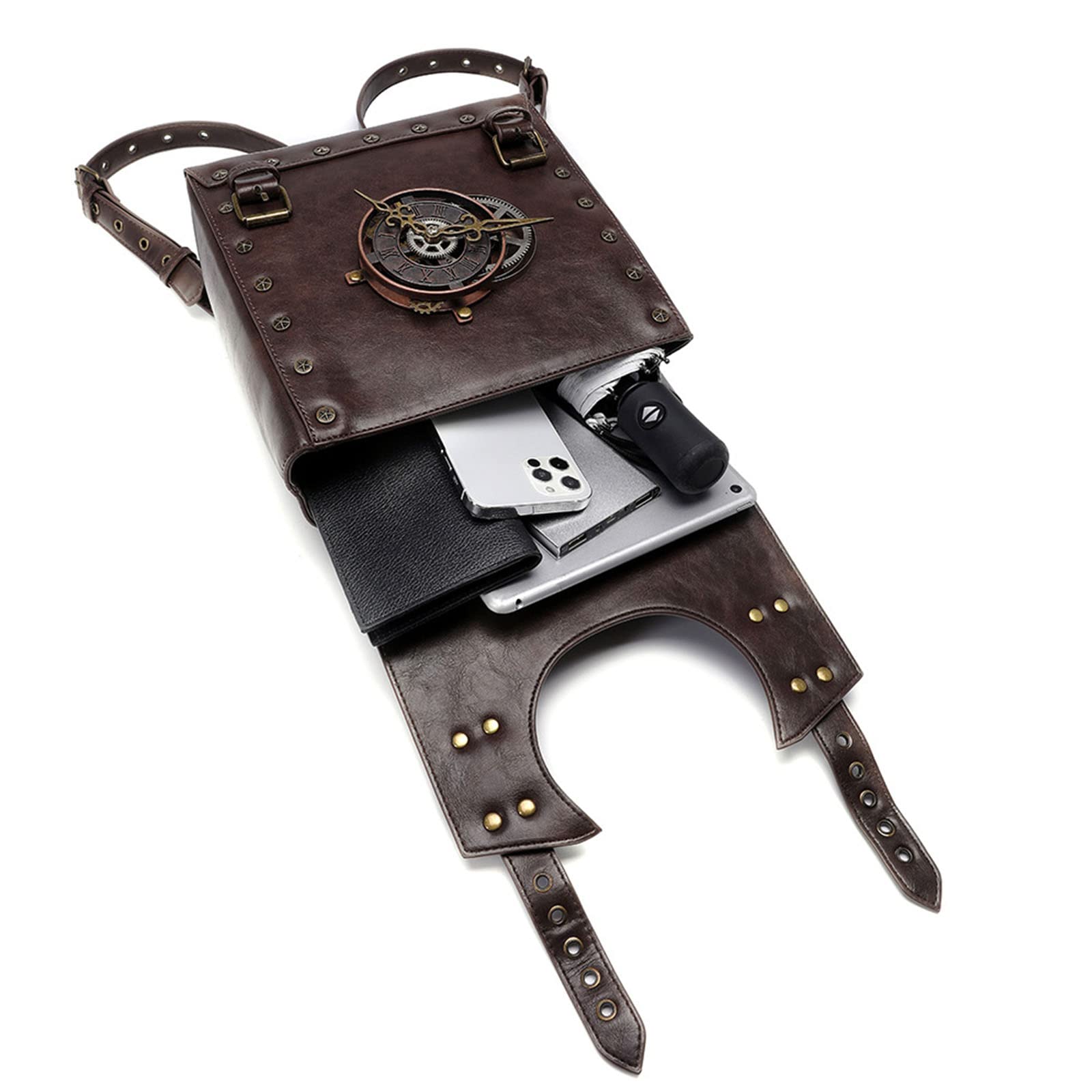 Zaino da donna in pelle PU Zaino per laptop vintage Studenti Scuola Weekend Zaini da viaggio Punk Casual Vintage Laptop per donne Zaini da viaggio Femminile Pelle PU