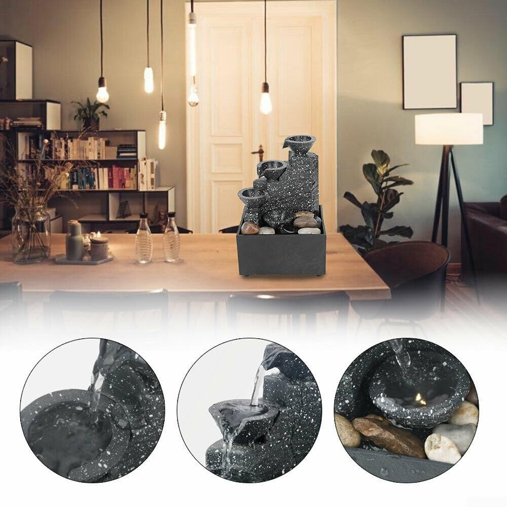Fontaine d'intérieur avec LED illuminée - Décoration d'intérieur zen avec pierres naturelles