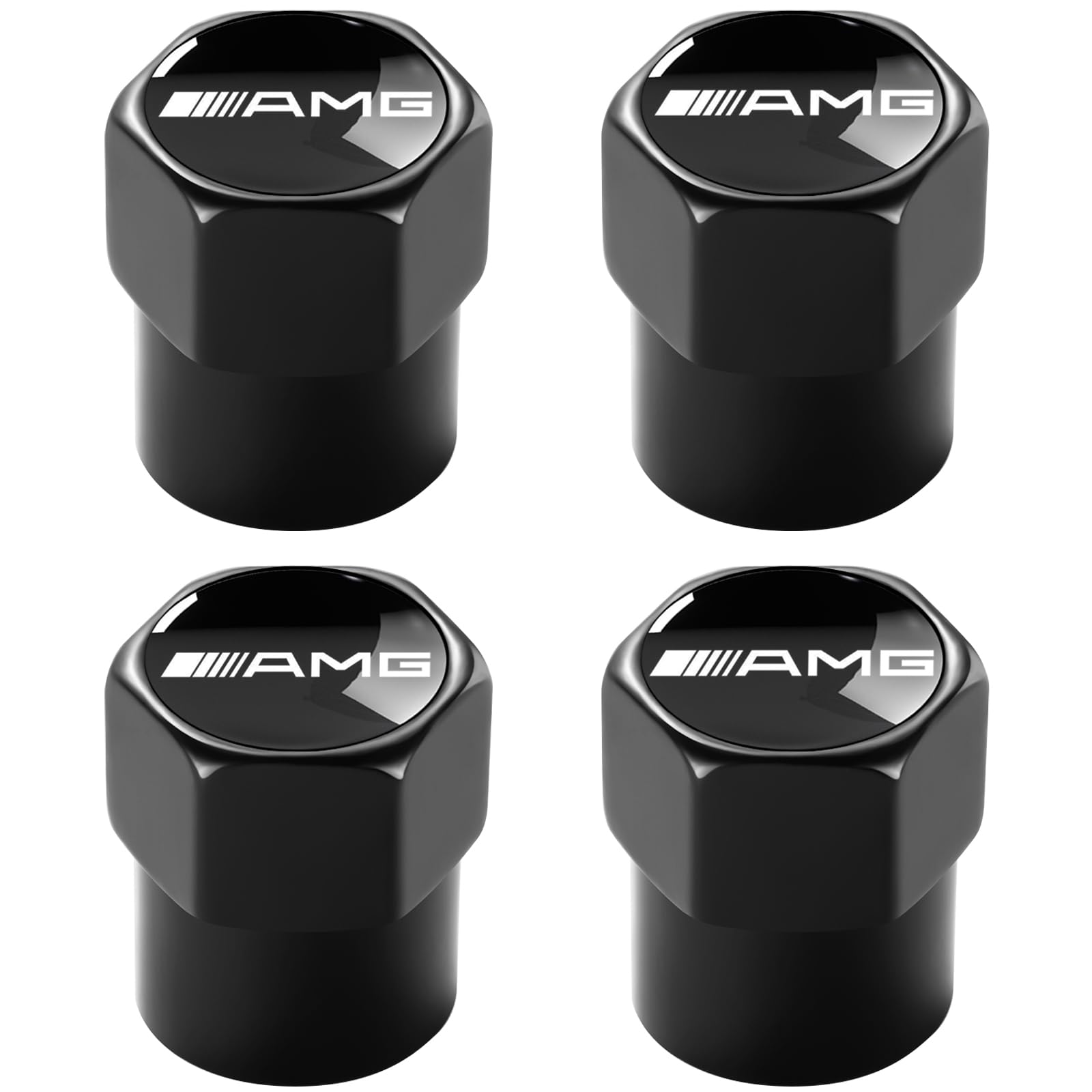 Tire Valve Stem Caps Cover for Mercedes Benz AMG Accessories 4-Pack Black