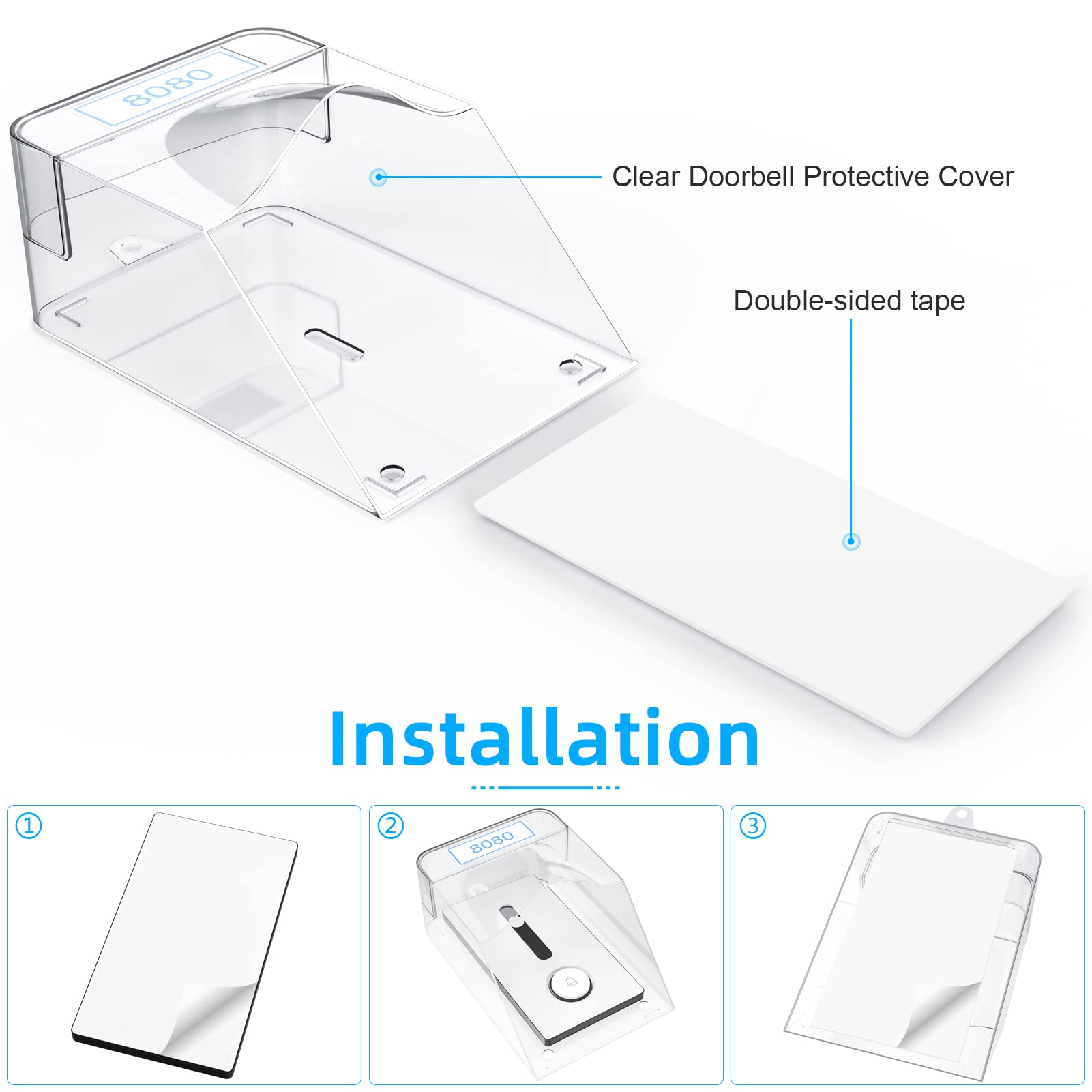 Copertura Campanello Esterno Impermeabile - Trasparente Per Protezione Da Pioggia E Neve - QKFON - Foto 9