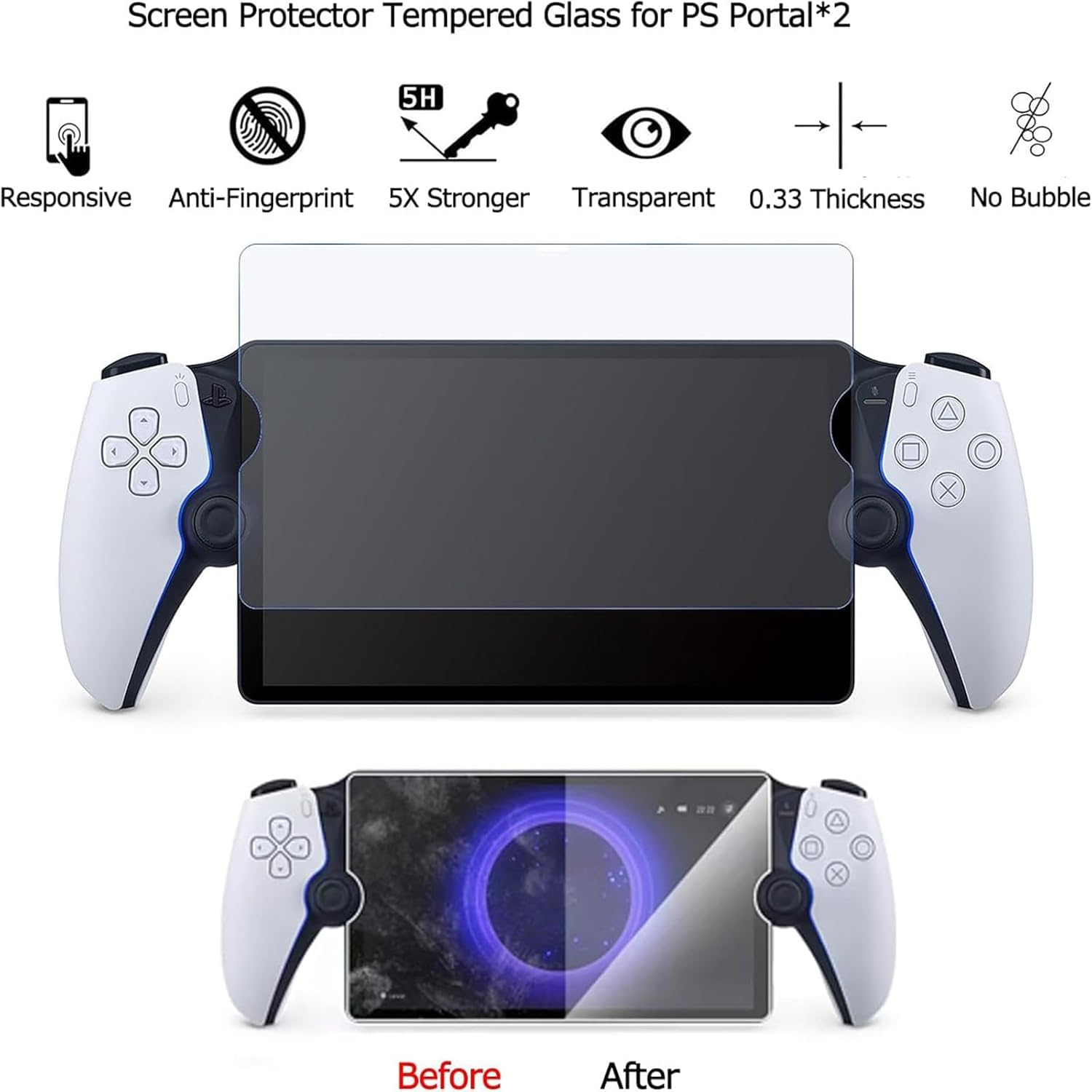 AriKroii 6 in 1 Set di Accessori per PlayStation Portal,Custodia per PS Portal Remote Player,per PS Portal Storage Bag,Cover per PS Portal,2 vetro temperato,Custodia EVA
