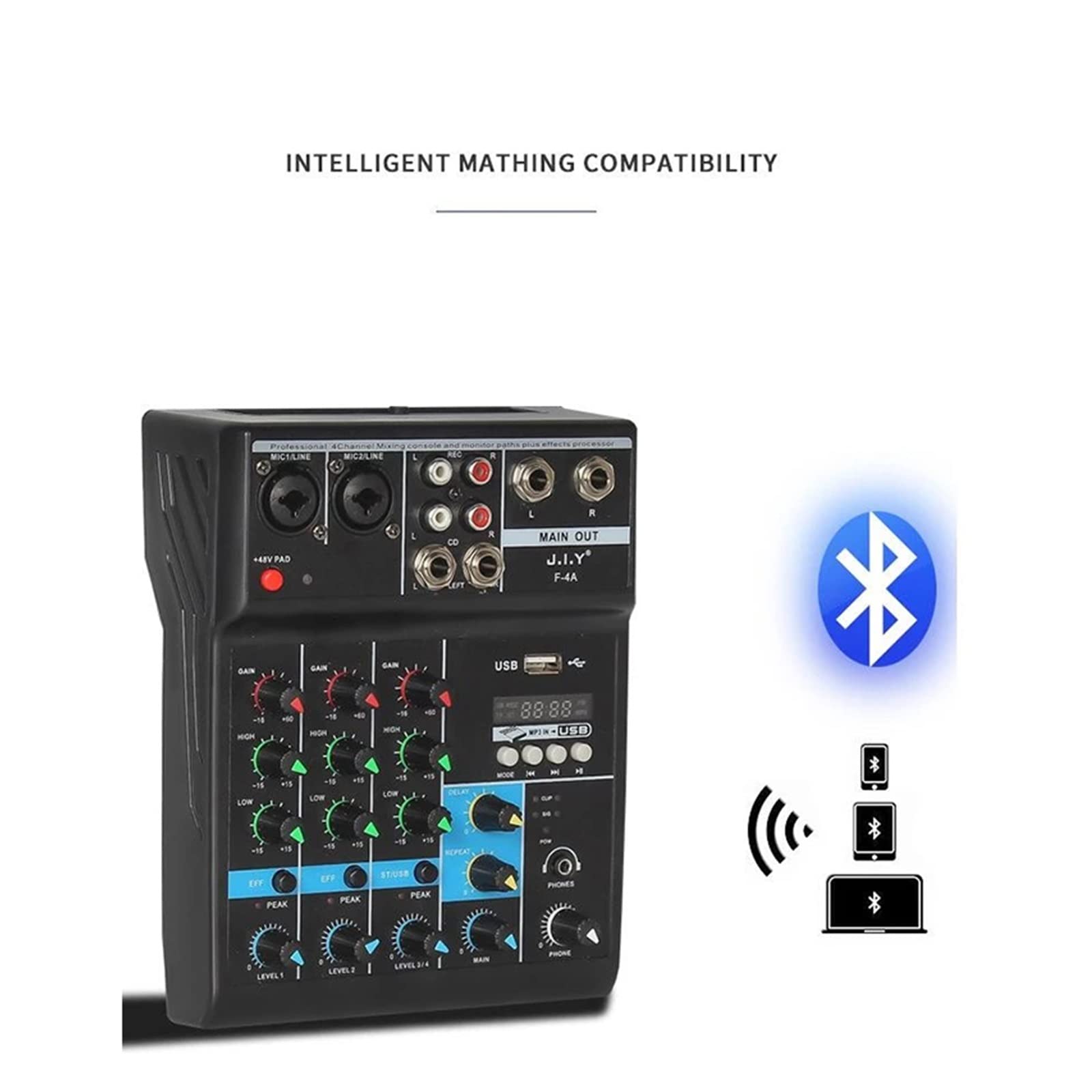 YZACK Mixer Portatile Professionale a 5 canali Console Ingresso Computer Alimentazione 48v Trasmissione in Diretta