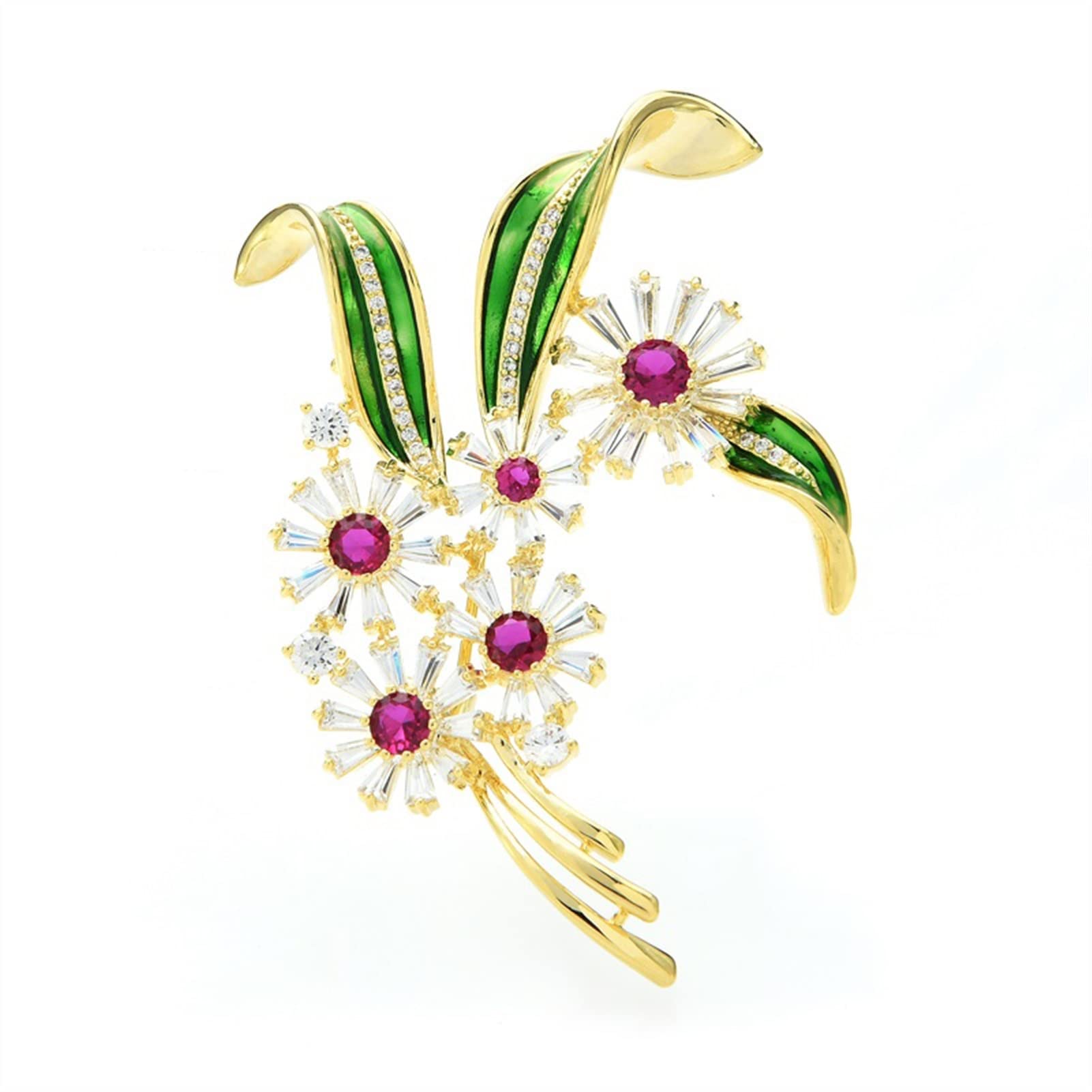 Broche Broche de fiesta clásico con flor esmaltada elegante for mujer, broche en forma de flor, accesorios de moda for mujer Broches para Ropa (Color : Pink)
