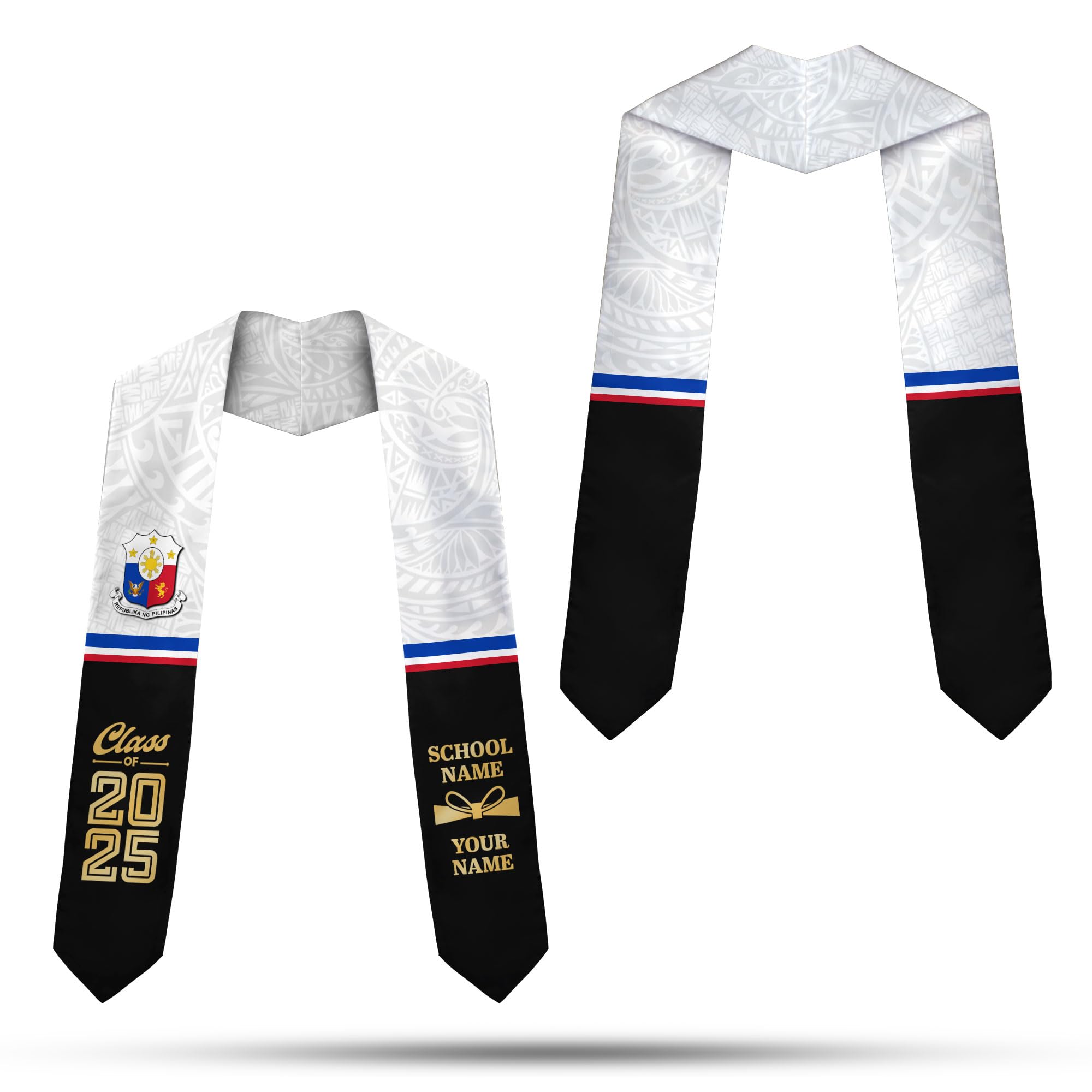 MonkeyVan Philippine Graduation Stole Philippines Graduation Flag Stole Sash Philippine American Flag Graduation Sash Plp6