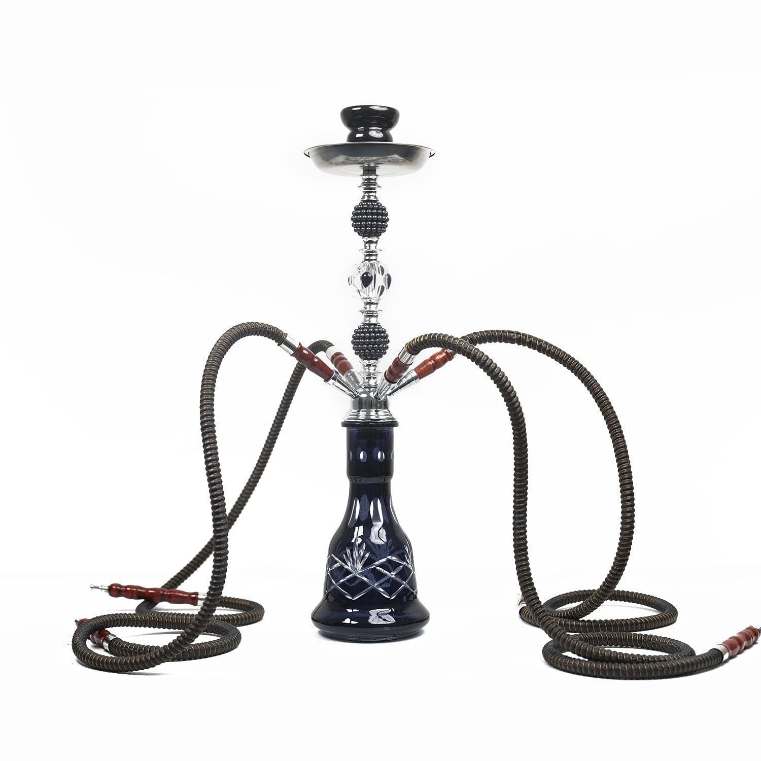 MisHarb Hookah Set, Medium 4-Tube Crystal Glass Hookah, for Home & Party Use, Premium Quality, Durable, Easy Assembly & Cleaning, Light Portable Hookah Shisha Set