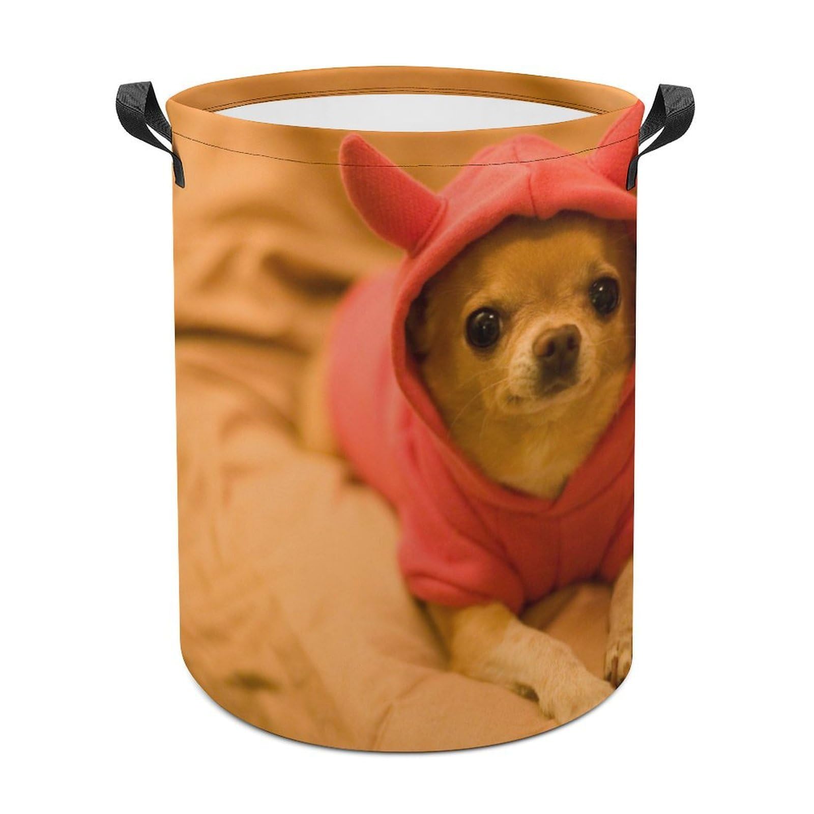 MHYRAC Laundry Hamper, Depressed Chihuahua Laundry Basket, Washing Basket with Handle