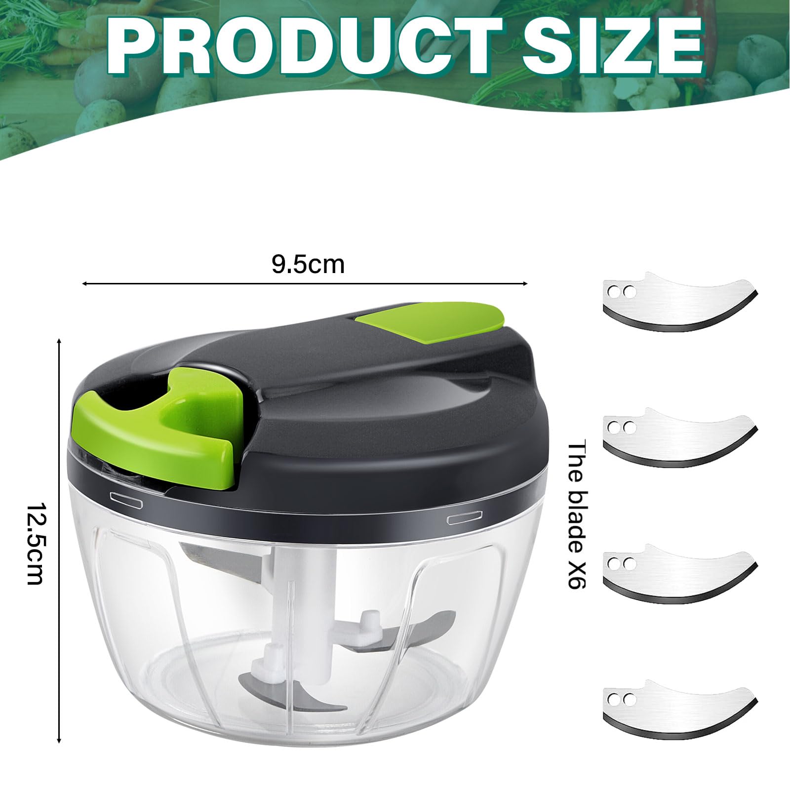 Zwiebelschneider 520 ml, 3 Edelstahlklingen, Mixer, Scheibe, Kunststoff, Zwiebelschneider, Vorbereitung von Lebensmitteln