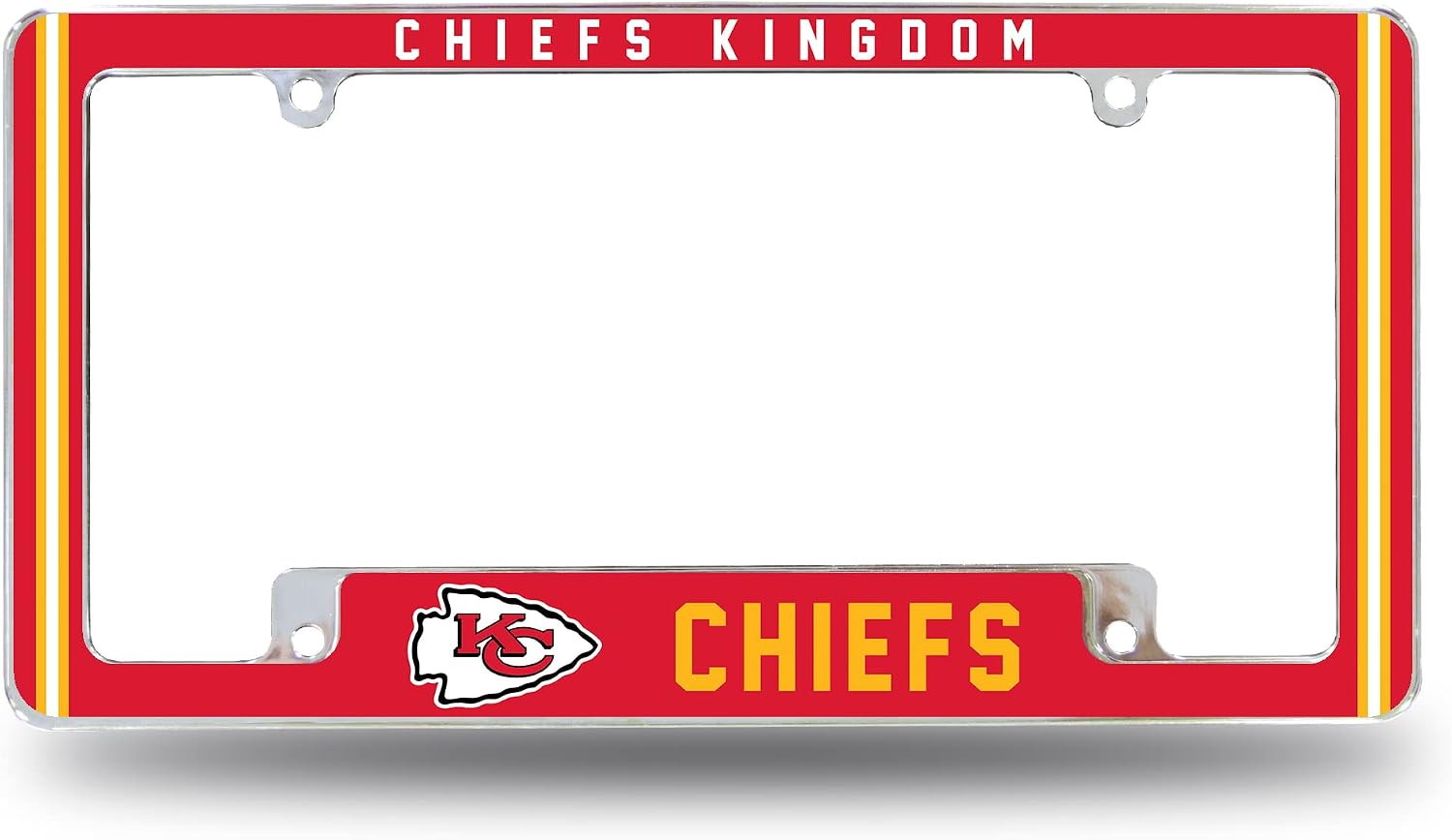 Rico Industries NFL Football Kansas City Chiefs 12" x 6" Chrome All Over Automotive License Plate Frame