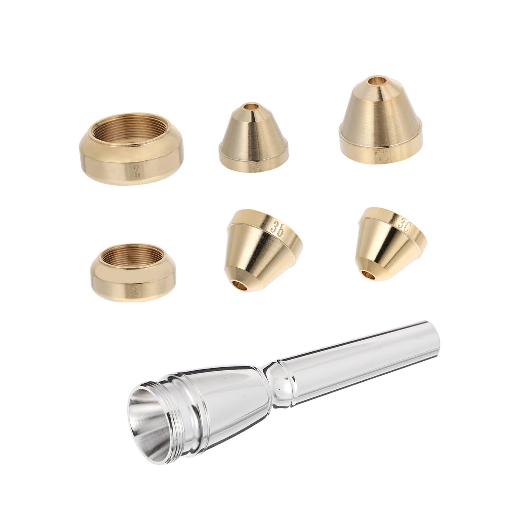 HANABASS 7 Pcs Trumpet Mouthpiece Plated Includes Mouthpiece Accessories for Beginners Versatile for Different Learning Stages