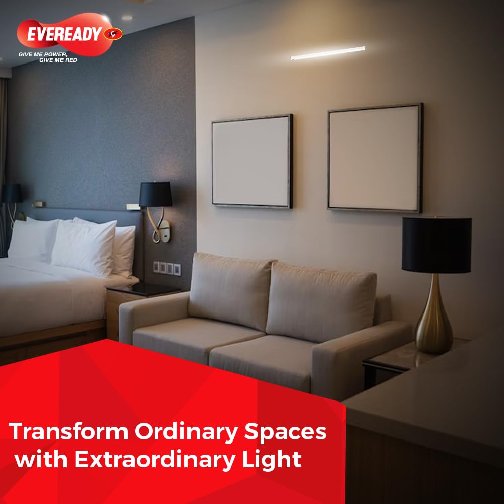 Eveready 10W LED Batten | Highly Efficient | 100lm/W | Fire Retardant PC Body | Lasts Upto 25000 Hours | Pack of 4 | 4kV Surge Protection | BIS Approved | Made in India | White, Cool Day Light 4
