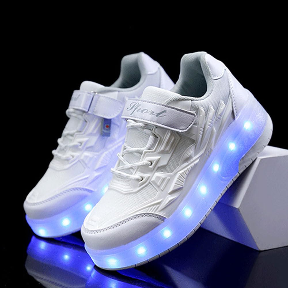 Hiseng Chaussure Roller Fille 29-41EU, Basket Roller pour Enfan Chaussure a Roulette Garcon Chaussure a Roulette Fille Garçons Chaussures Roller Roues Basket a Roulette Adolescents pour Extérieur