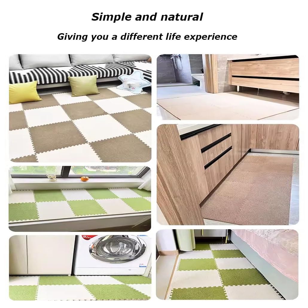 Weiche Schaumstoff-Boden-Puzzle-Matte, ineinandergreifende Teppichfliesen für Kinder und Erwachsene, flauschiger Schutzbereich für Wohnzimmer und Fitnessstudio, Hellgrau und Weiß, 20 Stück