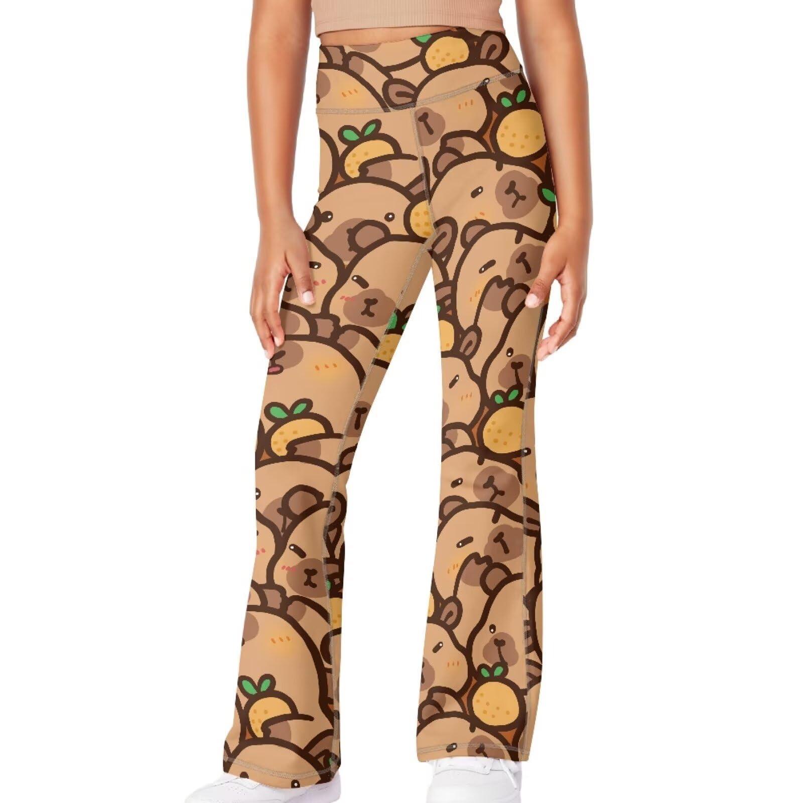 Girls Leggings Floral Print High-Waisted Flared Pants 5-14 Years