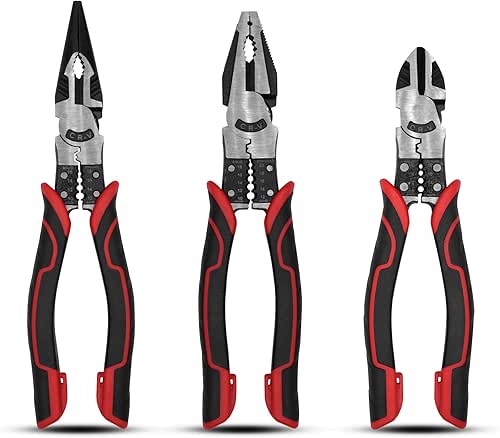 TOOLEAGUE 3Pcs Heavy Duty Pliers Set, 5 in 1 Linesman/Diagonal