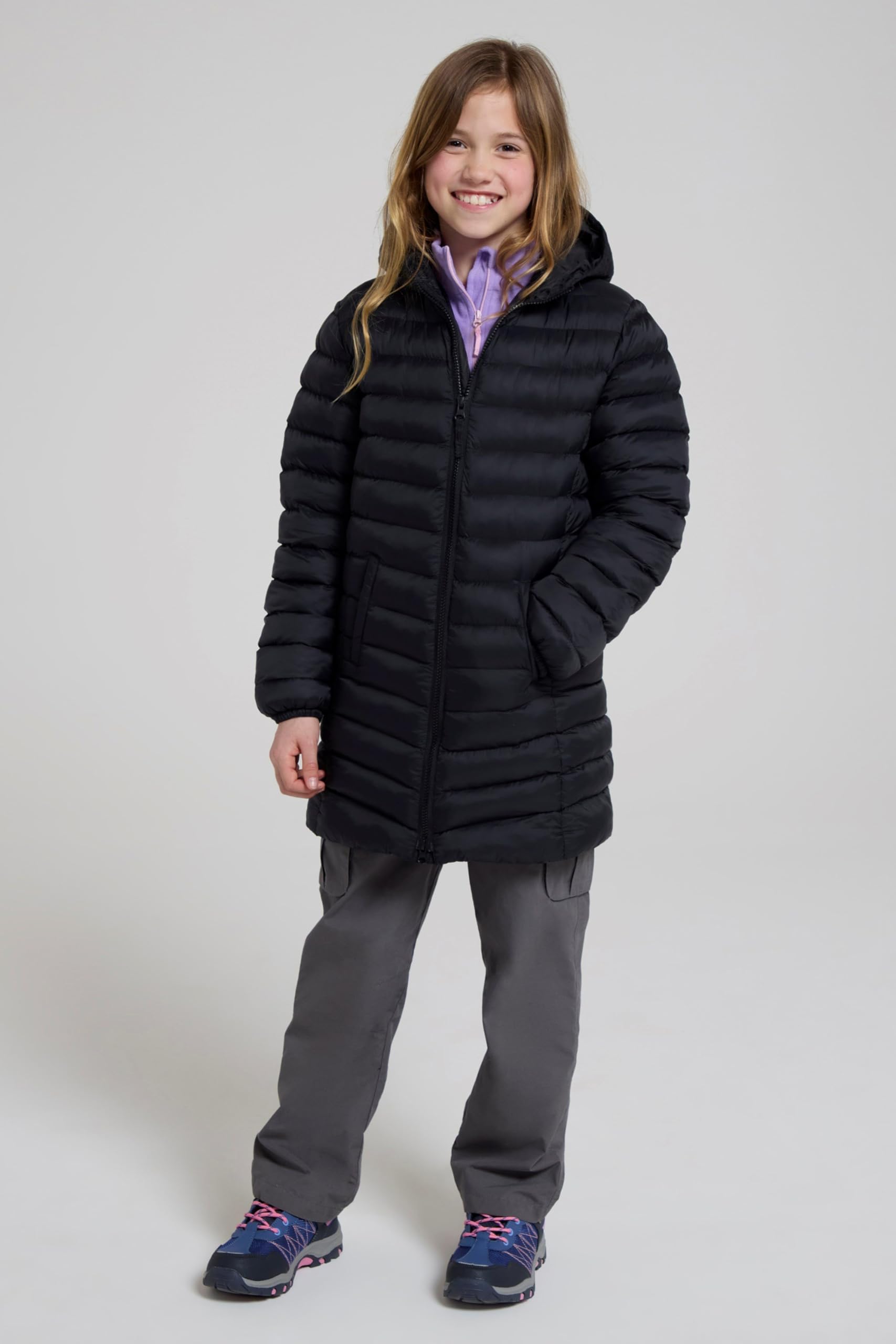 Mountain Warehouse Doudoune rembourrée Longue Florence pour Enfant - Capuche, Manteau léger, Doux, Chaud et isolé - pour Voyage et activités extérieures en Hiver