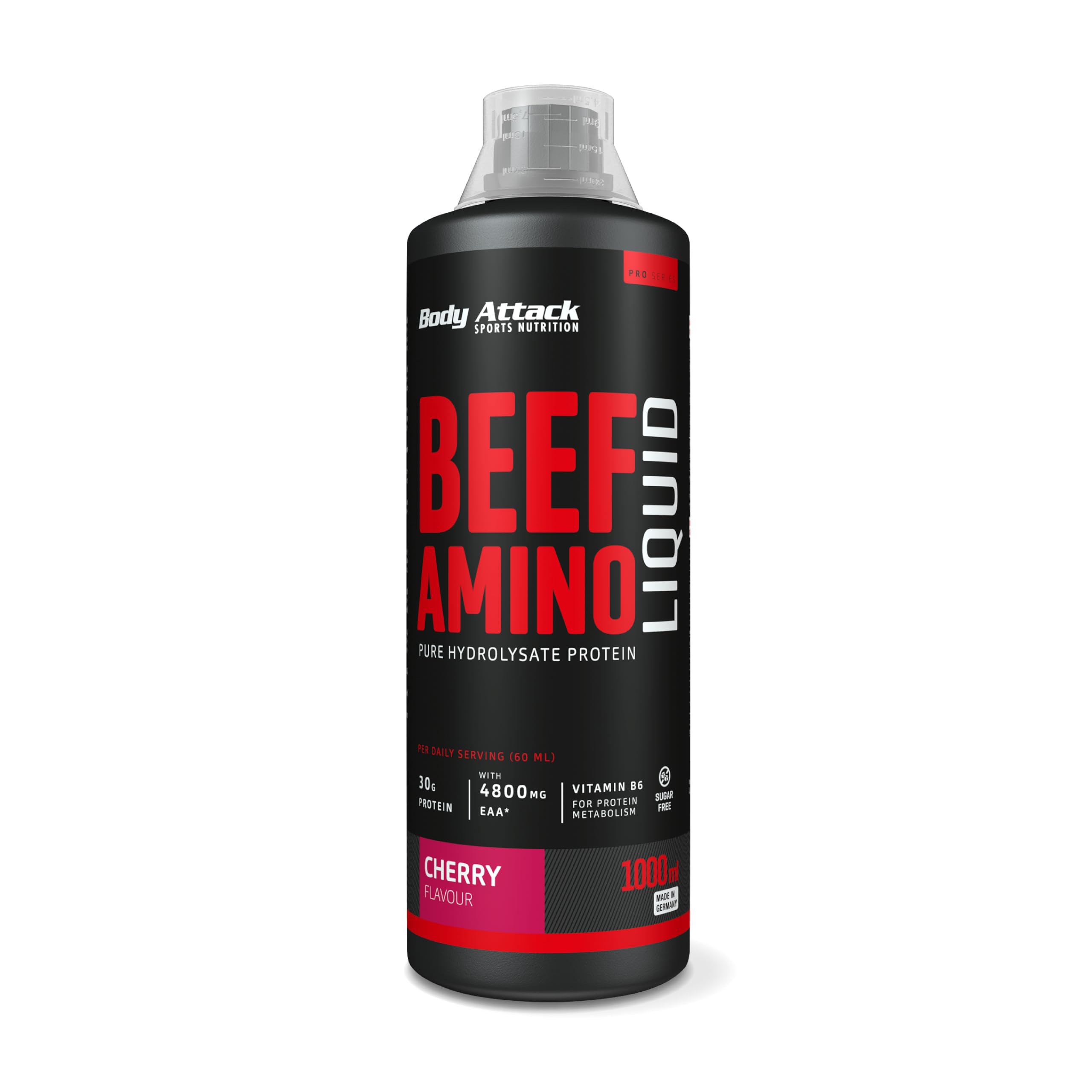 Body Attack Beef Amino Liquid, Kirsche, 1er Pack (1x 1000ml)