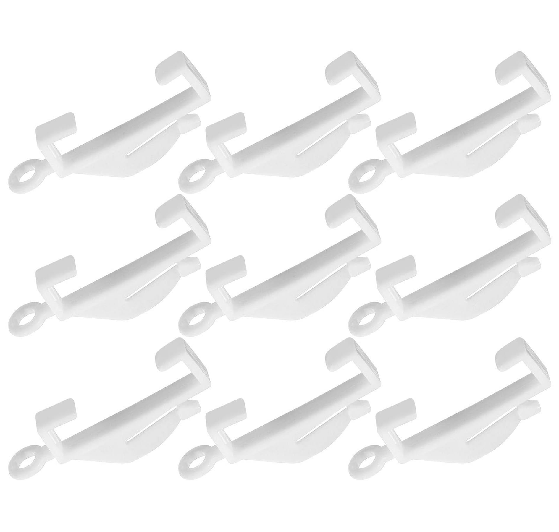 50 Pcs Plastic Curtain Hooks, White Curtain Track Glider Hook for Hanging and Moving Window Curtain, Shower Curtain