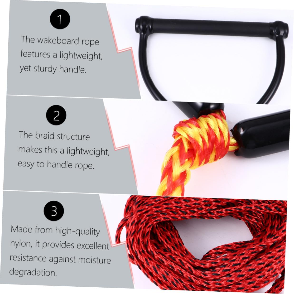 Cabilock Waterskiing Rope Wakeboard Rope Black Handle Section for Water Skiing Kneeboarding and Tubing Use Random Color Random Color