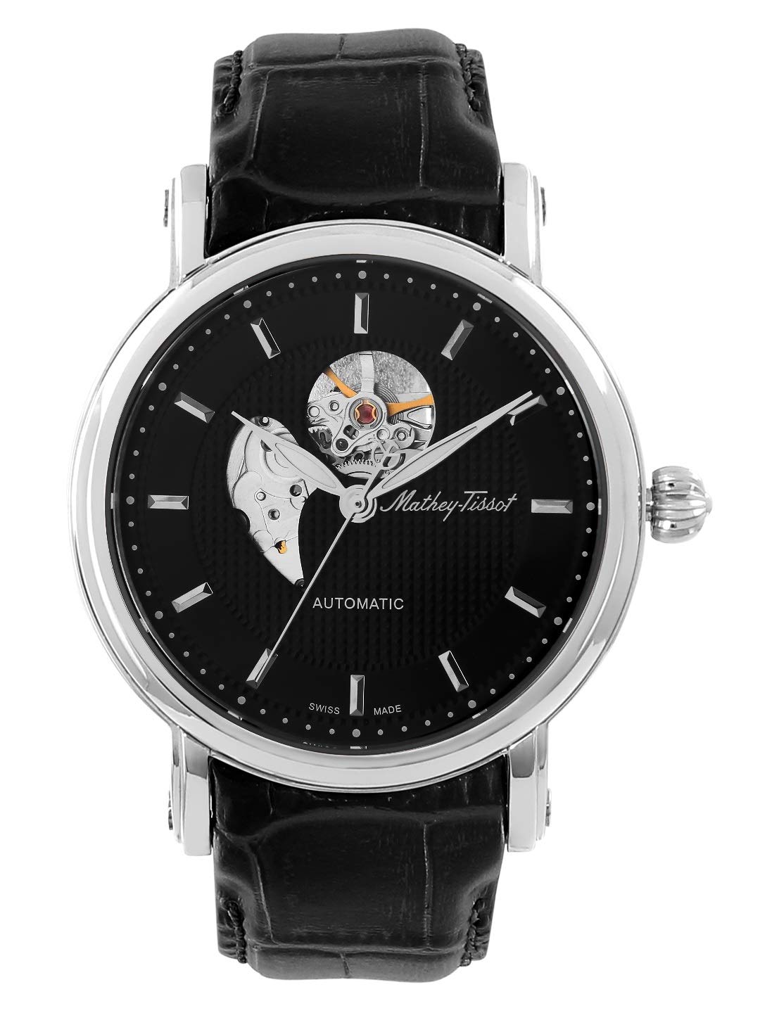 Mathey-Tissot Leather Swiss Made Automatic Skeleton Analog Black Dial Men Watch - H7051An, Black Band (B081LGBBJQ) Amazon Price History, Amazon Price Tracker